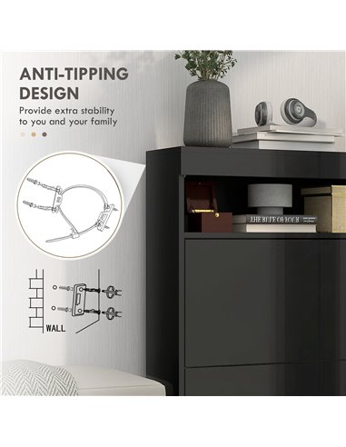 HOMCOM 16 Shoe Pair Shoe Storage Cabinet, with Flip Doors - Black 837-475V81BK