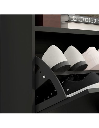HOMCOM 16 Shoe Pair Shoe Storage Cabinet, with Flip Doors - Black 837-475V81BK