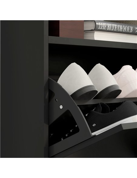 HOMCOM 16 Shoe Pair Shoe Storage Cabinet, with Flip Doors - Black 837-475V81BK - pic 86077 | FastDaddyshop