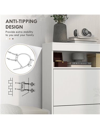 HOMCOM 16 Shoe Pair Shoe Storage Cabinet, with Flip Doors - White 837-475V81WT