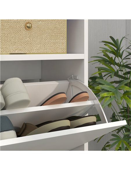 HOMCOM 16 Shoe Pair Shoe Storage Cabinet, with Flip Doors - White 837-475V81WT - pic 86085 | FastDaddyshop