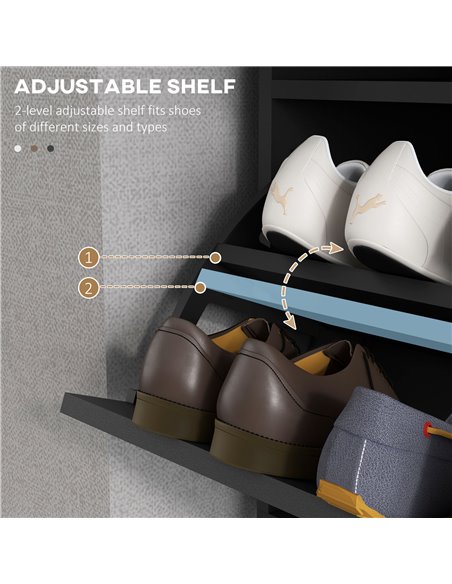 HOMCOM 3 Drawer Shoe Cabinet Cupboard with 2 Flip Doors, Sliding out Drawer and Adjustable Shelf for 12 Pairs of Shoes, Narrow S - pic 86091 | FastDaddyshop