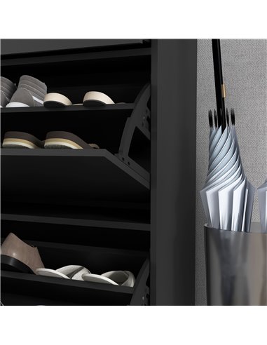HOMCOM 3 Drawer Shoe Cabinet Cupboard with 2 Flip Doors, Sliding out Drawer and Adjustable Shelf for 12 Pairs of Shoes, Narrow S