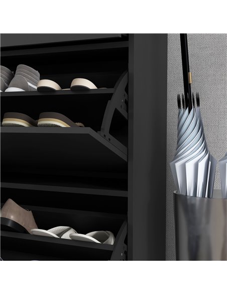 HOMCOM 3 Drawer Shoe Cabinet Cupboard with 2 Flip Doors, Sliding out Drawer and Adjustable Shelf for 12 Pairs of Shoes, Narrow S - pic 86095 | FastDaddyshop
