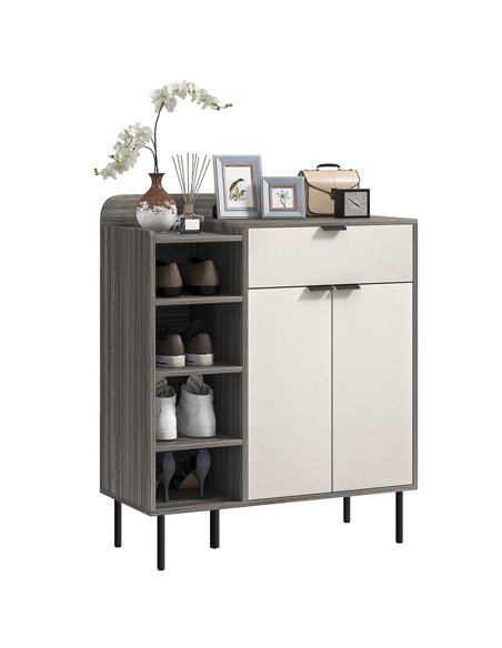 HOMCOM Modern and Minimal 12 Shoe Storage Cabinet - Grey/White 837-504V00DW - pic 86096 | FastDaddyshop