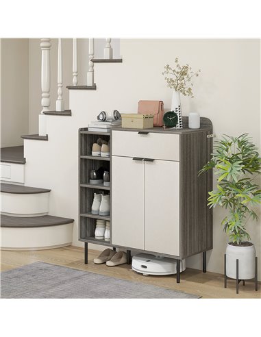 HOMCOM Modern and Minimal 12 Shoe Storage Cabinet - Grey/White 837-504V00DW