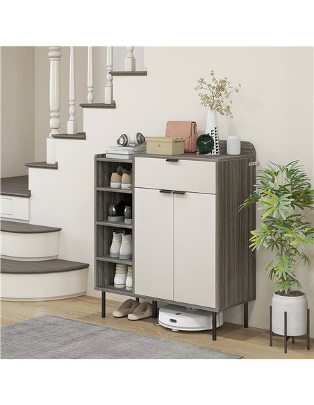 HOMCOM Modern and Minimal 12 Shoe Storage Cabinet - Grey/White 837-504V00DW - pic 86097 | FastDaddyshop