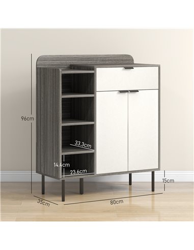 HOMCOM Modern and Minimal 12 Shoe Storage Cabinet - Grey/White 837-504V00DW