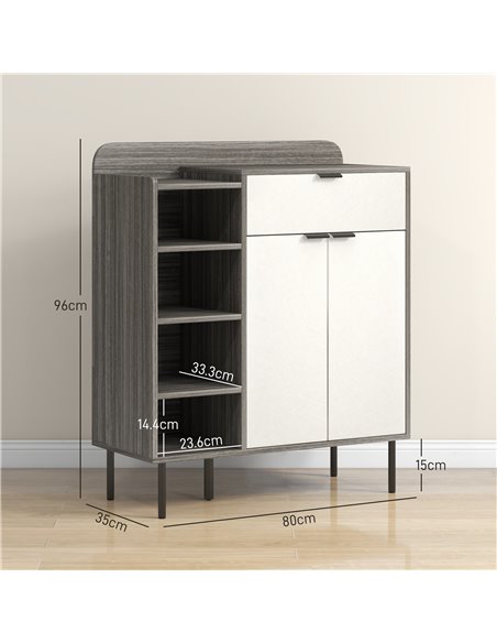HOMCOM Modern and Minimal 12 Shoe Storage Cabinet - Grey/White 837-504V00DW - pic 86098 | FastDaddyshop