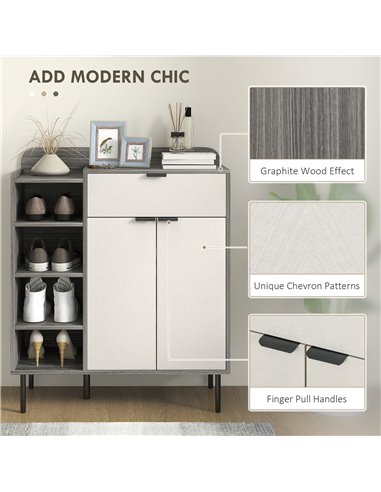 HOMCOM Modern and Minimal 12 Shoe Storage Cabinet - Grey/White 837-504V00DW