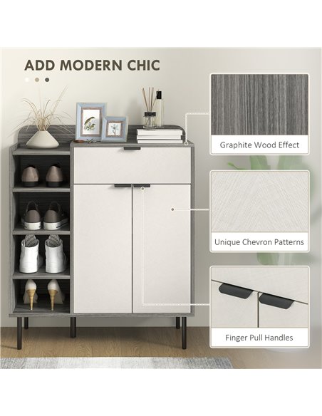 HOMCOM Modern and Minimal 12 Shoe Storage Cabinet - Grey/White 837-504V00DW - pic 86099 | FastDaddyshop
