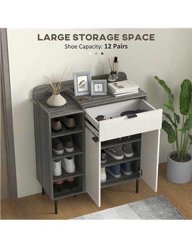 HOMCOM Modern and Minimal 12 Shoe Storage Cabinet - Grey/White 837-504V00DW