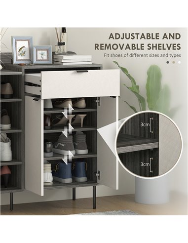 HOMCOM Modern and Minimal 12 Shoe Storage Cabinet - Grey/White 837-504V00DW