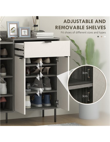 HOMCOM Modern and Minimal 12 Shoe Storage Cabinet - Grey/White 837-504V00DW - pic 86101 | FastDaddyshop
