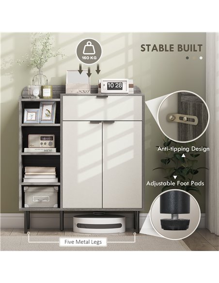 HOMCOM Modern and Minimal 12 Shoe Storage Cabinet - Grey/White 837-504V00DW - pic 86102 | FastDaddyshop