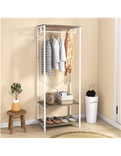 HOMCOM Hallway Coat Rack and Shoe Bench Tree - Grey 837-474V00GY 2