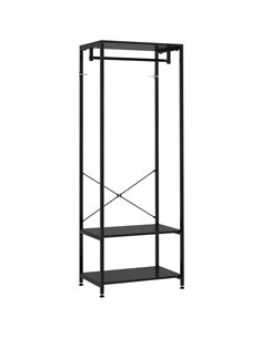 HOMCOM Hallway Coat Rack and Shoe Bench Tree - Black 837-474V00BK