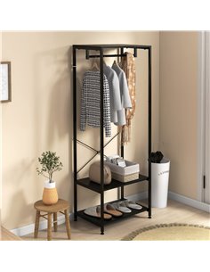 HOMCOM Hallway Coat Rack and Shoe Bench Tree - Black 837-474V00BK 2
