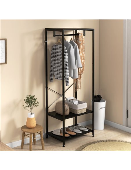 HOMCOM Hallway Coat Rack and Shoe Bench Tree - Black 837-474V00BK - pic 86142 | FastDaddyshop