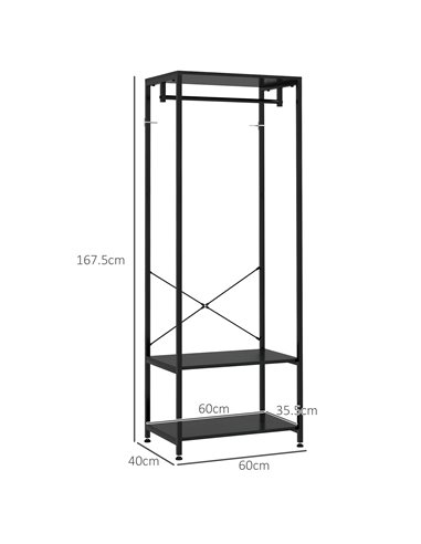 HOMCOM Hallway Coat Rack and Shoe Bench Tree - Black 837-474V00BK