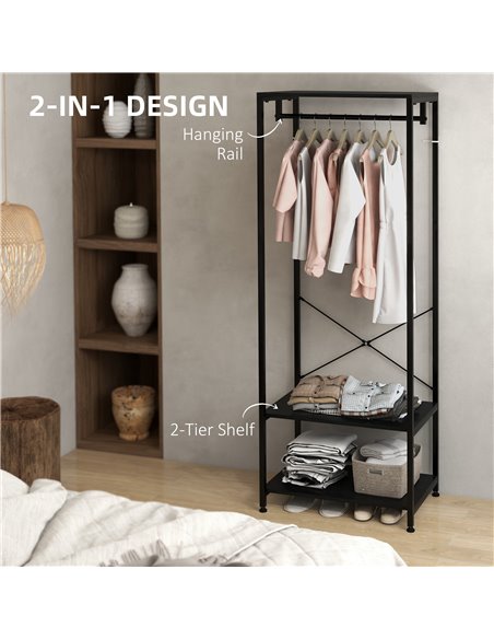 HOMCOM Hallway Coat Rack and Shoe Bench Tree - Black 837-474V00BK - pic 86144 | FastDaddyshop