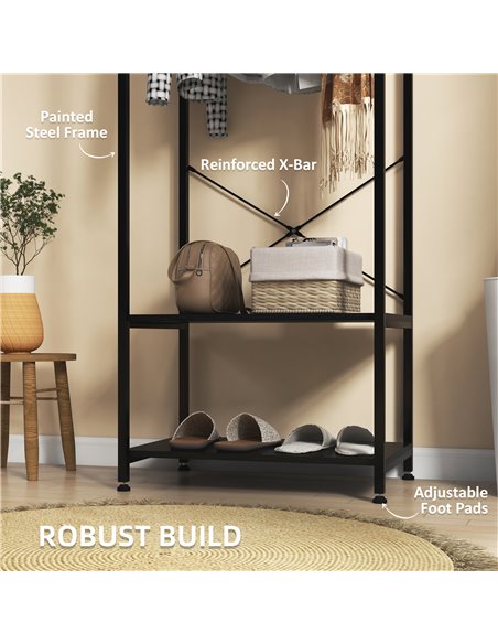 HOMCOM Hallway Coat Rack and Shoe Bench Tree - Black 837-474V00BK - pic 86145 | FastDaddyshop