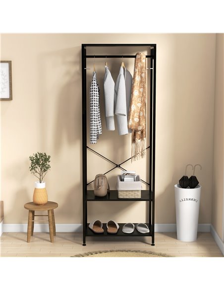 HOMCOM Hallway Coat Rack and Shoe Bench Tree - Black 837-474V00BK - pic 86146 | FastDaddyshop