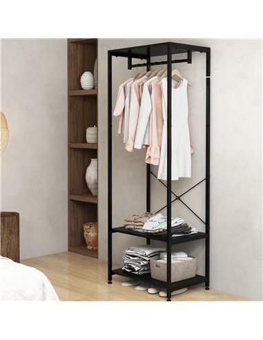HOMCOM Hallway Coat Rack and Shoe Bench Tree - Black 837-474V00BK