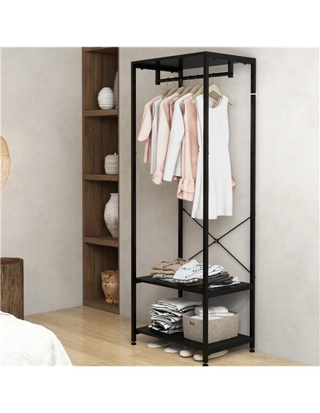 HOMCOM Hallway Coat Rack and Shoe Bench Tree - Black 837-474V00BK - pic 86147 | FastDaddyshop