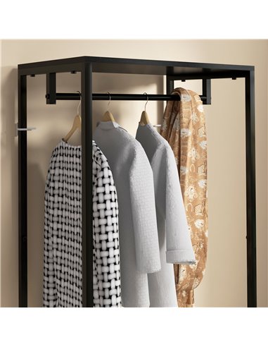 HOMCOM Hallway Coat Rack and Shoe Bench Tree - Black 837-474V00BK