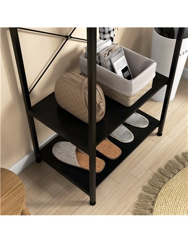 HOMCOM Hallway Coat Rack and Shoe Bench Tree - Black 837-474V00BK