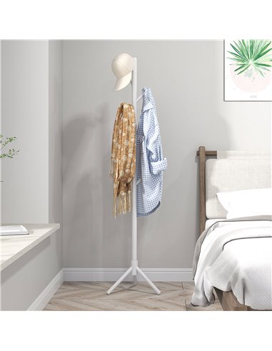 HOMCOM Eight-Hook Wooden Coat Rack - White 837-464V00WT
