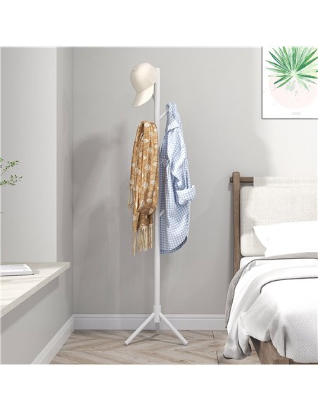 HOMCOM Eight-Hook Wooden Coat Rack - White 837-464V00WT - pic 86151 | FastDaddyshop