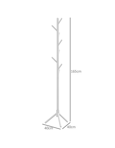 HOMCOM Eight-Hook Wooden Coat Rack - White 837-464V00WT