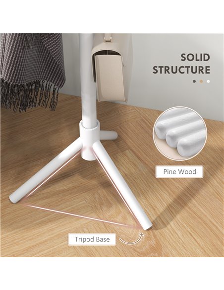 HOMCOM Eight-Hook Wooden Coat Rack - White 837-464V00WT - pic 86154 | FastDaddyshop