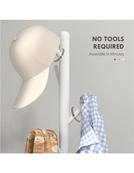 HOMCOM Eight-Hook Wooden Coat Rack - White 837-464V00WT - pic 86155 | FastDaddyshop