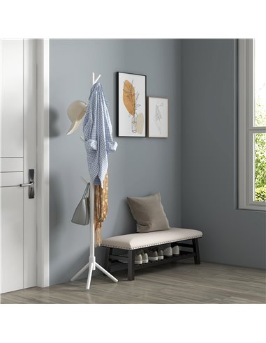 HOMCOM Eight-Hook Wooden Coat Rack - White 837-464V00WT