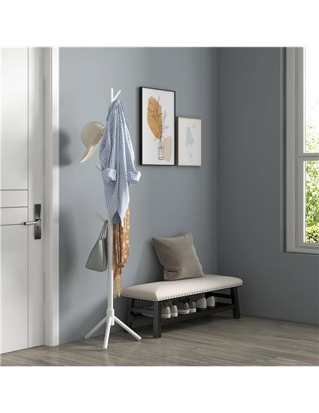 HOMCOM Eight-Hook Wooden Coat Rack - White 837-464V00WT - pic 86156 | FastDaddyshop