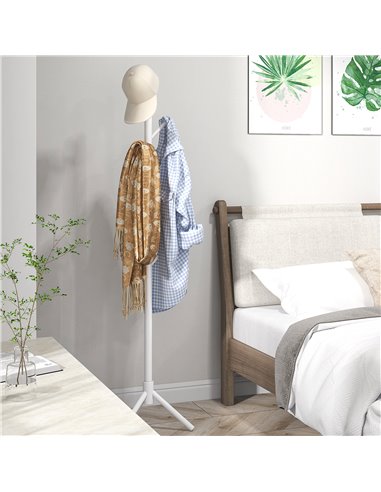 HOMCOM Eight-Hook Wooden Coat Rack - White 837-464V00WT