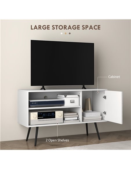 HOMCOM TV Stand Cabinet for 50 Inch TVs, TV Unit w/ Open Shelves, Soft-close Door & Cable Holes, Entertainment Unit for Living R - pic 86162 | FastDaddyshop