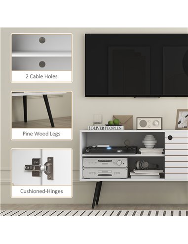 HOMCOM TV Stand Cabinet for 50 Inch TVs, TV Unit w/ Open Shelves, Soft-close Door & Cable Holes, Entertainment Unit for Living R