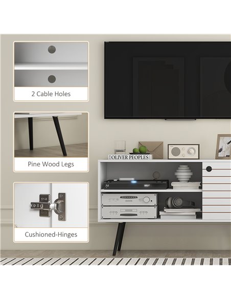 HOMCOM TV Stand Cabinet for 50 Inch TVs, TV Unit w/ Open Shelves, Soft-close Door & Cable Holes, Entertainment Unit for Living R - pic 86163 | FastDaddyshop