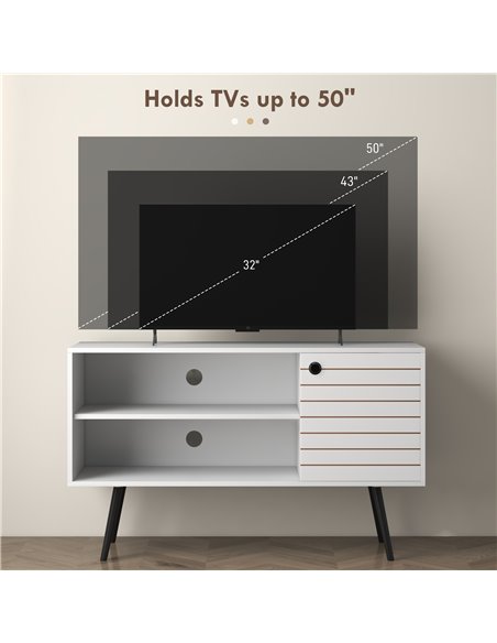 HOMCOM TV Stand Cabinet for 50 Inch TVs, TV Unit w/ Open Shelves, Soft-close Door & Cable Holes, Entertainment Unit for Living R - pic 86164 | FastDaddyshop