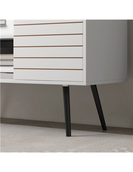 HOMCOM TV Stand Cabinet for 50 Inch TVs, TV Unit w/ Open Shelves, Soft-close Door & Cable Holes, Entertainment Unit for Living R - pic 86167 | FastDaddyshop