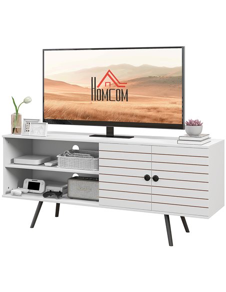 HOMCOM TV Stand Cabinet for 65 Inch TVs, TV Unit with Open Shelves, Soft-close Door & Cable Holes, Entertainment for Living Room - pic 86168 | FastDaddyshop