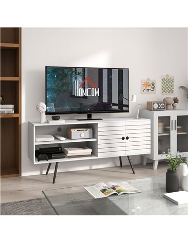 HOMCOM TV Stand Cabinet for 65 Inch TVs, TV Unit with Open Shelves, Soft-close Door & Cable Holes, Entertainment for Living Room