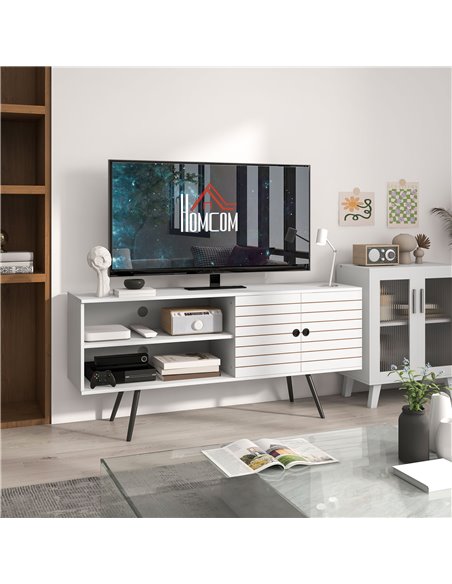 HOMCOM TV Stand Cabinet for 65 Inch TVs, TV Unit with Open Shelves, Soft-close Door & Cable Holes, Entertainment for Living Room - pic 86169 | FastDaddyshop
