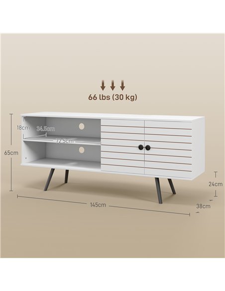 HOMCOM TV Stand Cabinet for 65 Inch TVs, TV Unit with Open Shelves, Soft-close Door & Cable Holes, Entertainment for Living Room - pic 86170 | FastDaddyshop