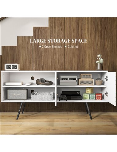 HOMCOM TV Stand Cabinet for 65 Inch TVs, TV Unit with Open Shelves, Soft-close Door & Cable Holes, Entertainment for Living Room