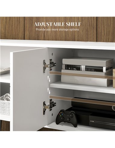 HOMCOM TV Stand Cabinet for 65 Inch TVs, TV Unit with Open Shelves, Soft-close Door & Cable Holes, Entertainment for Living Room